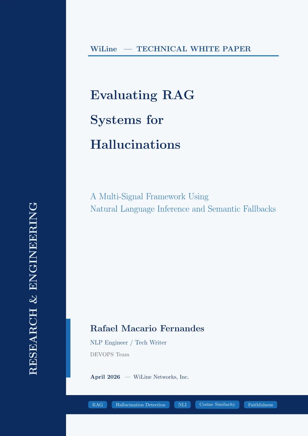 Cover of the WiLine white paper on evaluating RAG systems for hallucinations